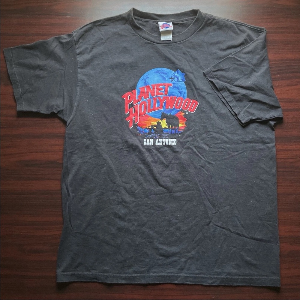 Vintage Planet Hollywood San Antonio Cowboy T Shirt Graphic Tee Size XL